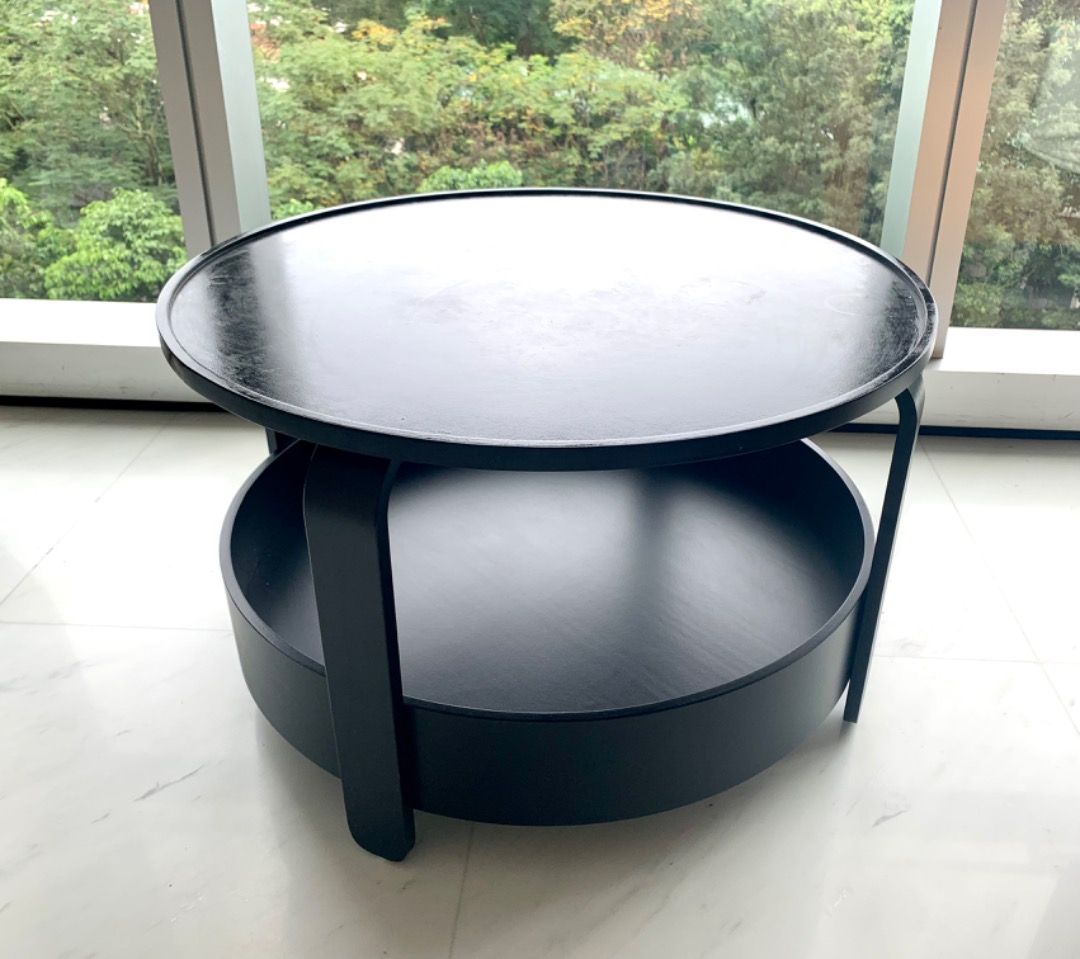 BORGEBY black round coffee table, IKEA, Furniture & Home Living ...