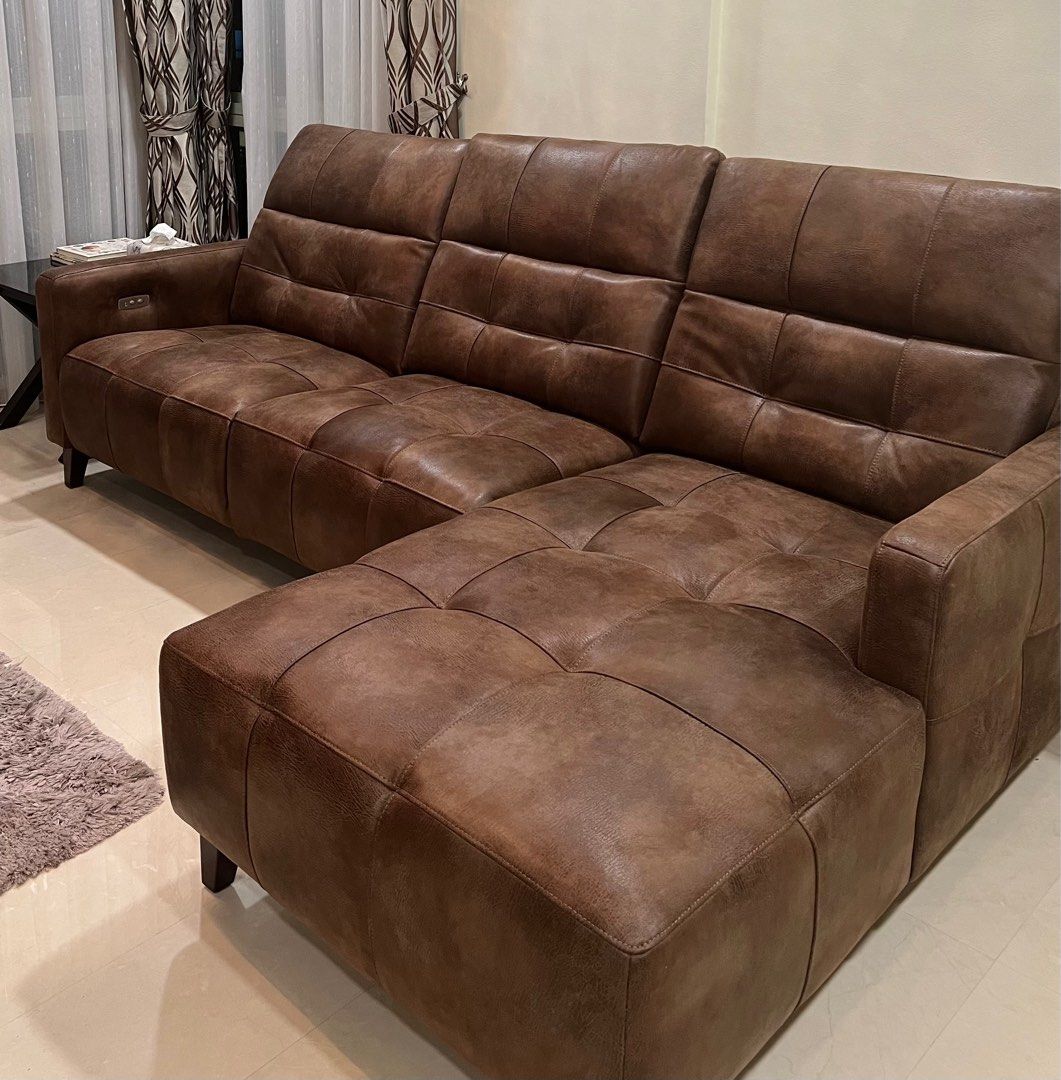 [BRAND NEW] L SHAPE LEATHER SOFA, Furniture & Home Living, Furniture