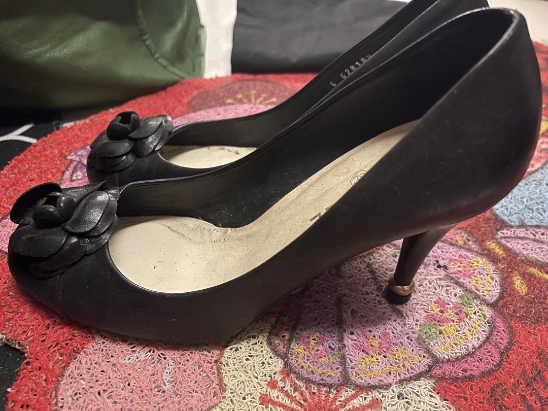 Chanel black camellia high heels, Luxury, Sneakers & Footwear on Carousell