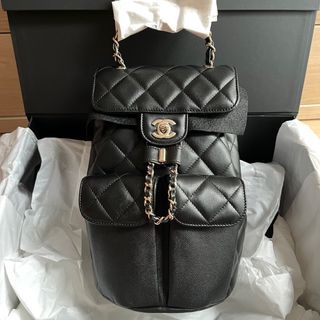 CHANEL  WHITE CAVIAR AFFINITY BACKPACK WITH LIGHT GOLD TONE