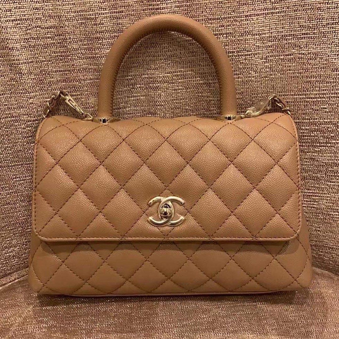 Chanel Coco Handle Dark Beige Small, Luxury, Bags & Wallets on Carousell
