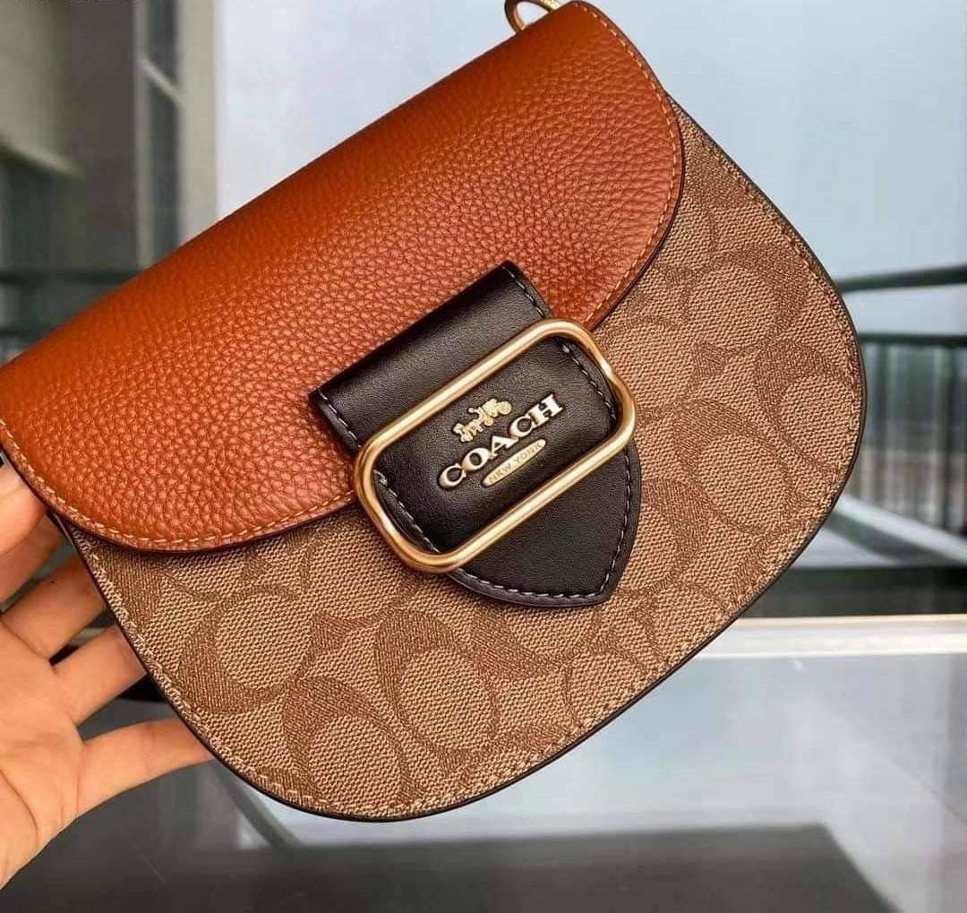 coach mia satchel in brown signature canvas, Luxury, Bags & Wallets on  Carousell