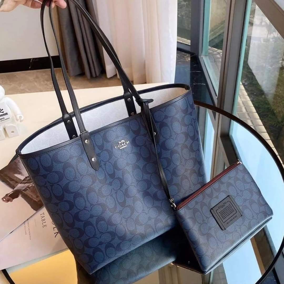 Coach Reversible Tote with Detachablr Pouch in Signature Canvas Women s Fashion Bags Wallets Tote Bags on Carousell