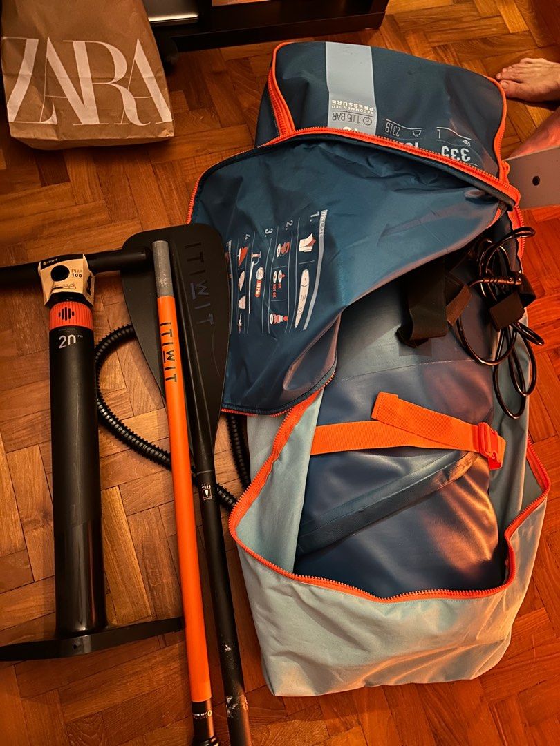 Decathlon 11 ft inflatable touring stand up paddle board Blue, Sports