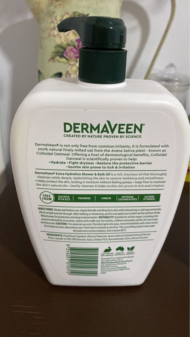 DermaVeen Extra Hydration Shower and Bath Oil 1 Litre, Beauty
