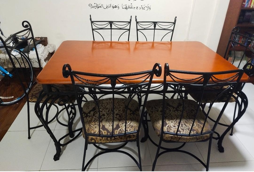 rod iron dining table