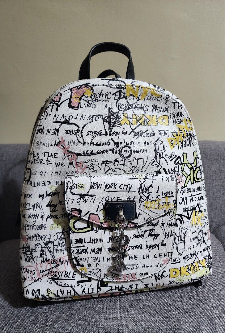 DKNY Cleo Graffiti Print Leather Shoulder Crossbody Bag Retail