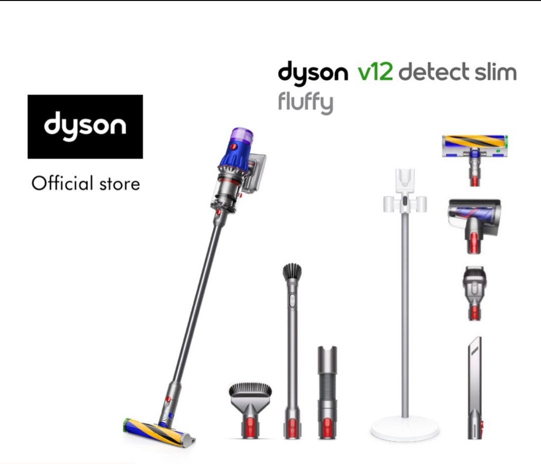 Dyson V12 Detect Slim Fluffy Cordless Vaccum Cleaner with Dok and Car Cleaning Kit, TV & Home