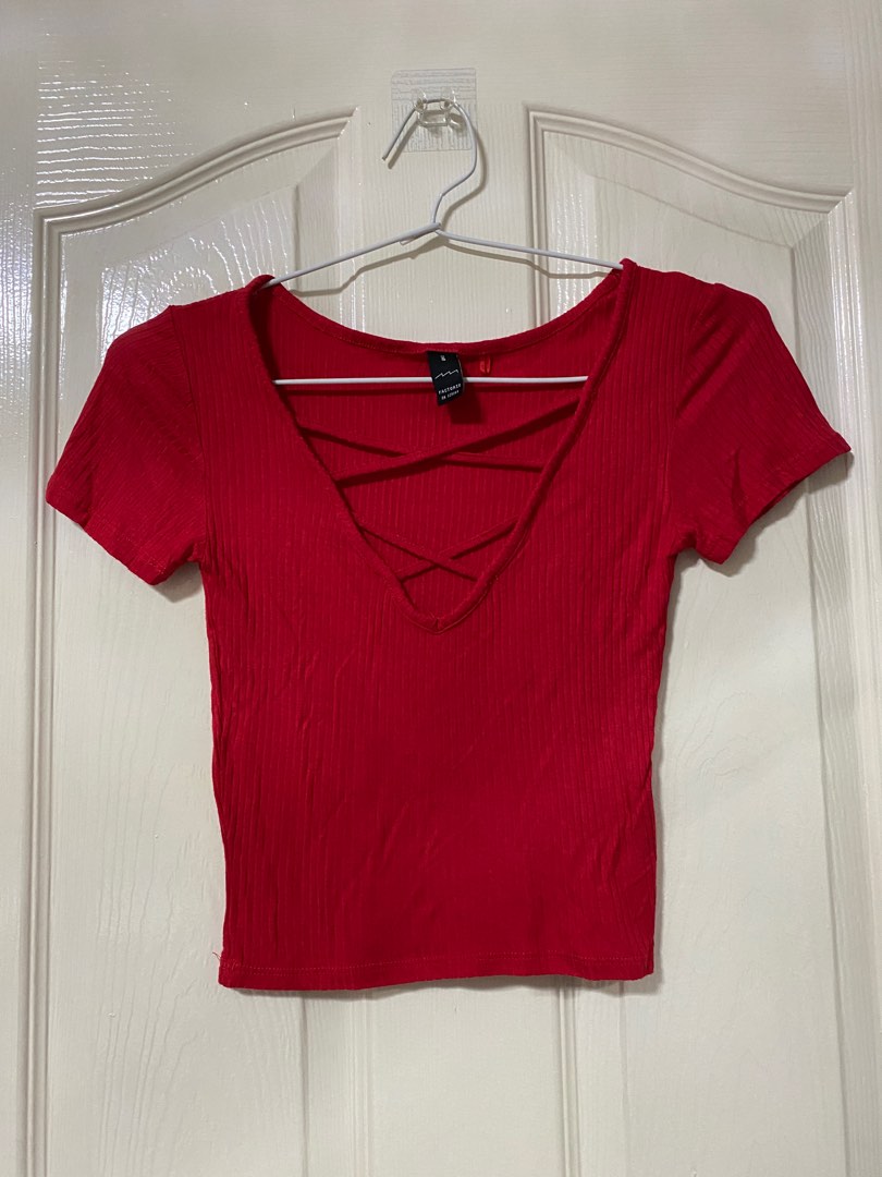 FACTORIE hot red top, Women's Fashion, Tops, Shirts on Carousell