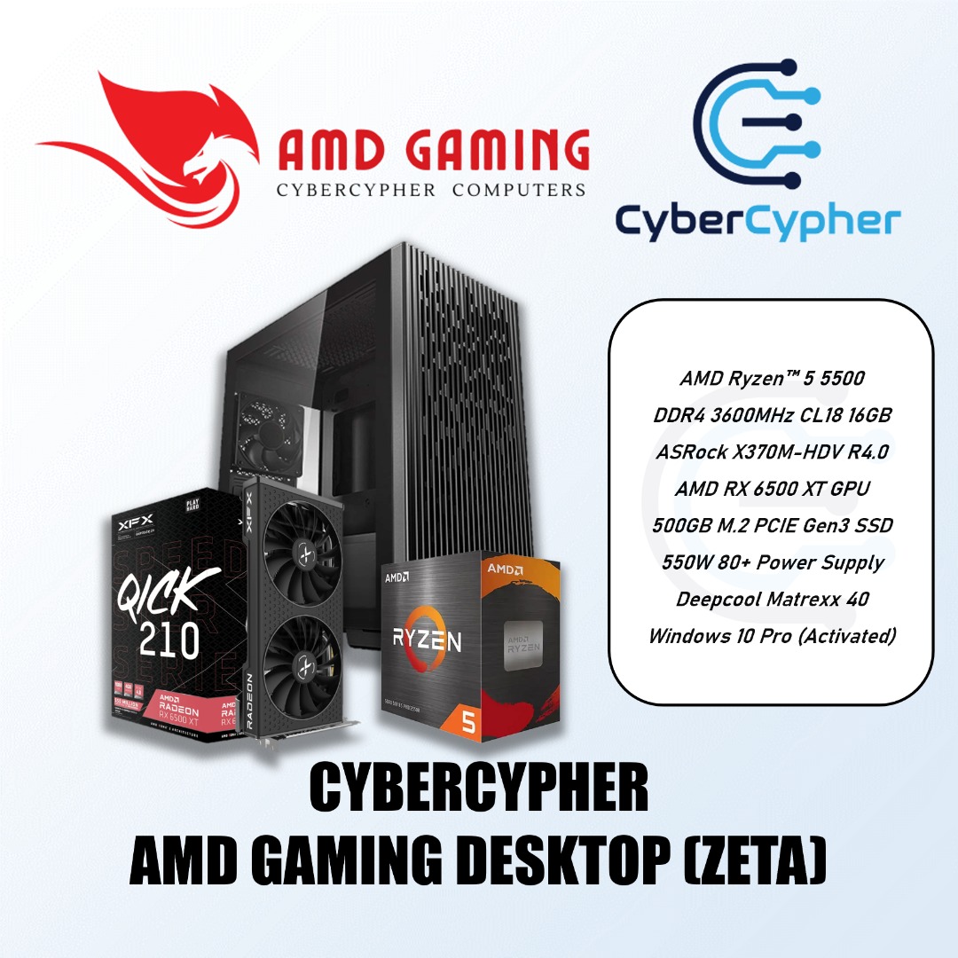 Gaming Desktop AMD Gaming (Zeta) [AMD Ryzen 5 5500, RX 6500 XT, 500GB