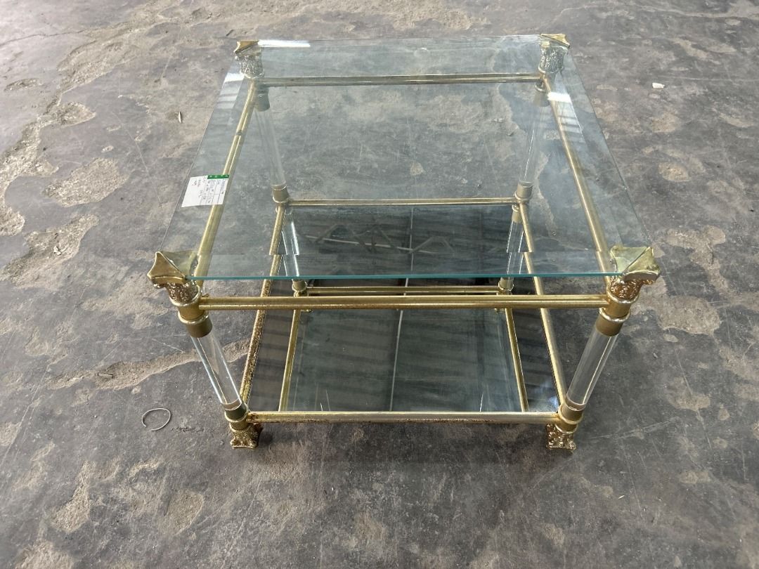 (F20046342) Glass Top Metal Frame Coffee Table / Meja Kopi Bingkai