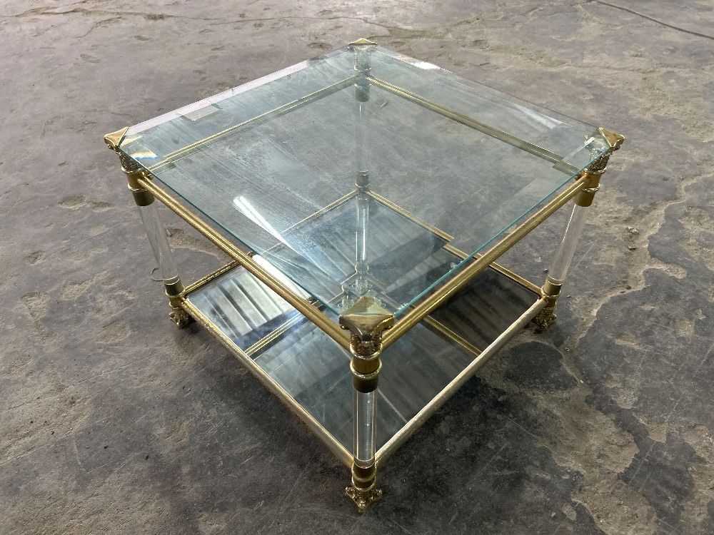 (F20046342) Glass Top Metal Frame Coffee Table / Meja Kopi Bingkai