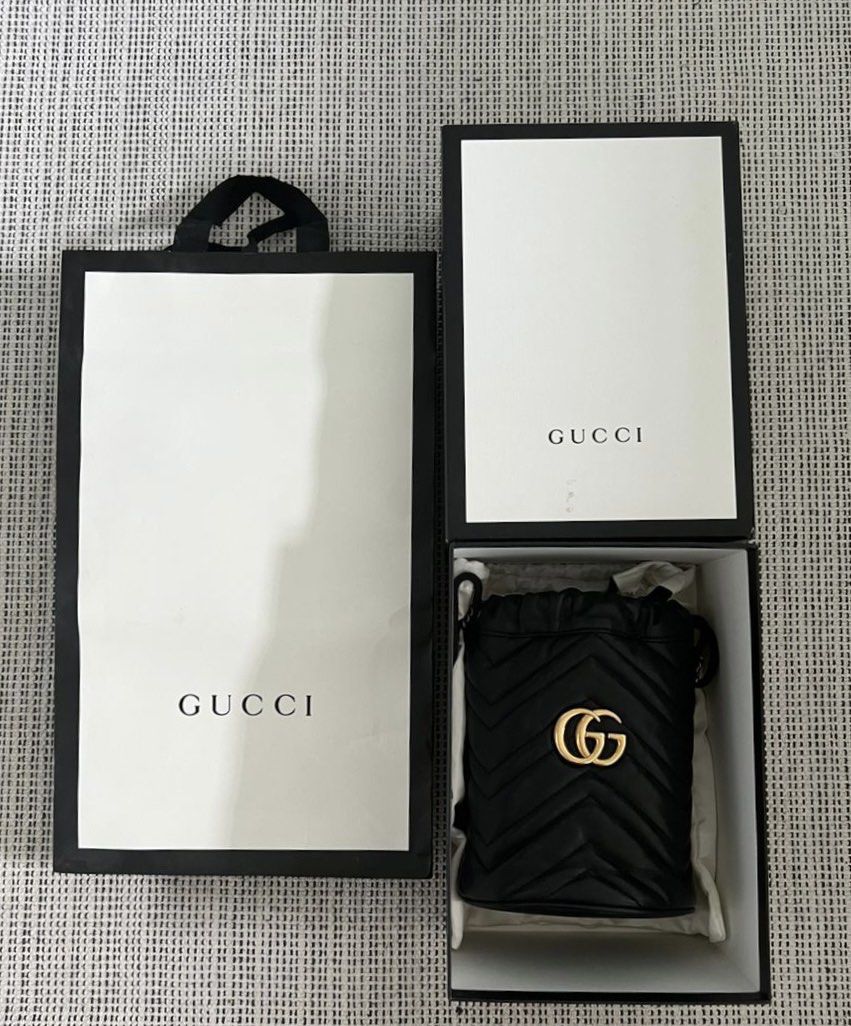 Authentic Gucci GG Marmont Mini Bucket Bag, Luxury, Bags & Wallets on  Carousell