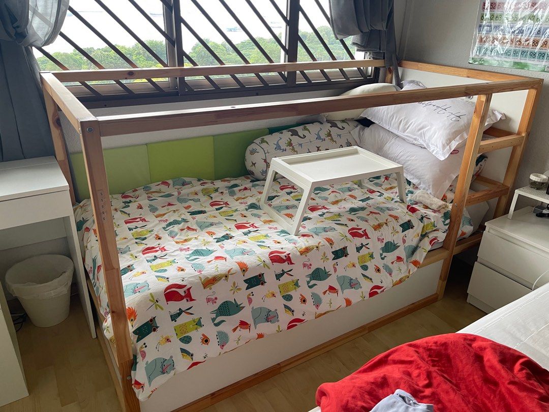 KURA Reversible Bed for Kids with Mattress and Kura Bed Tent, Furniture