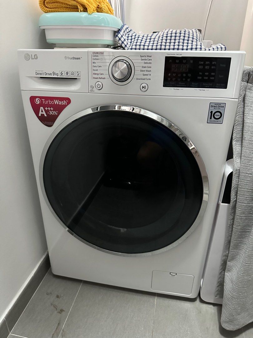 LG Washing Machine 9kg Inverter Direct Drive Truesteam Washer, TV
