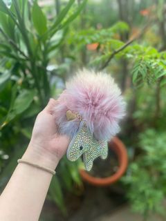 Popular Unicorn Fur Keychain POM POM Ball Fake Fur Bag Charm