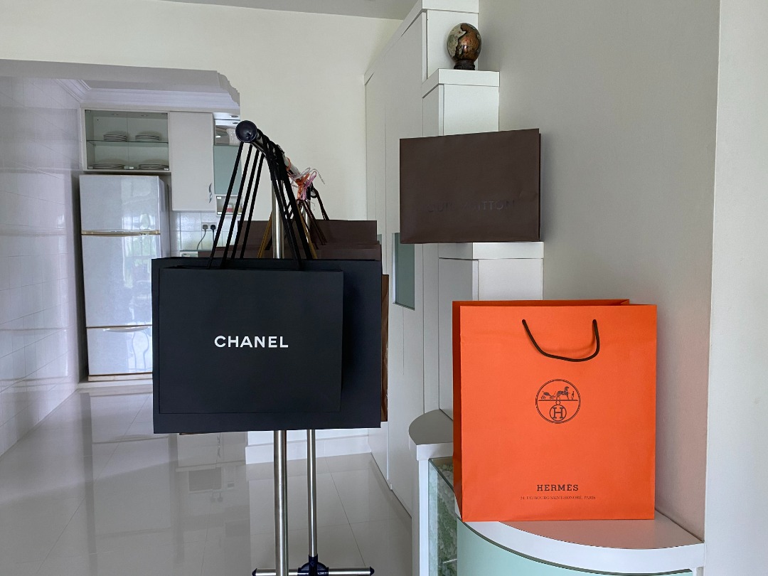 Chanel, Saint Laurent, Prada, Louis Vuitton, Gucci, Hour Glass paperbags,  Luxury, Accessories on Carousell