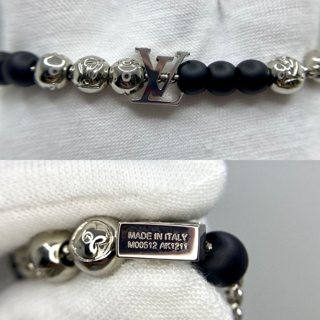 Louis Vuitton Monogram Beads Bracelet Silver Metal