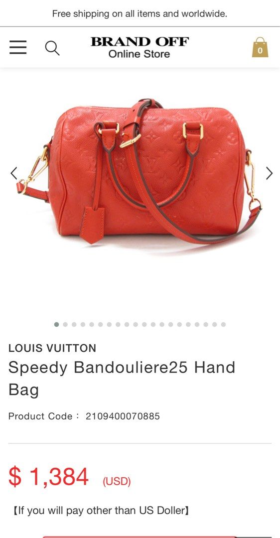 Louis Vuitton Monogram Empreinte Speedy Bandouliere 25 M40758 Red