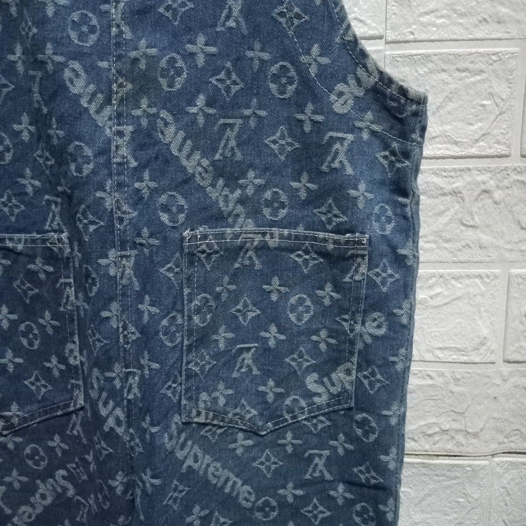 REPRICED❗✯ LV x Supreme denim jean logo monogram shorts, Luxury, Apparel on  Carousell