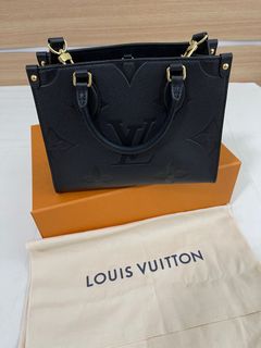 Louis Vuitton Onthego MM Tote Bag M45495 Monogram Empreinte Black Auth New  LV