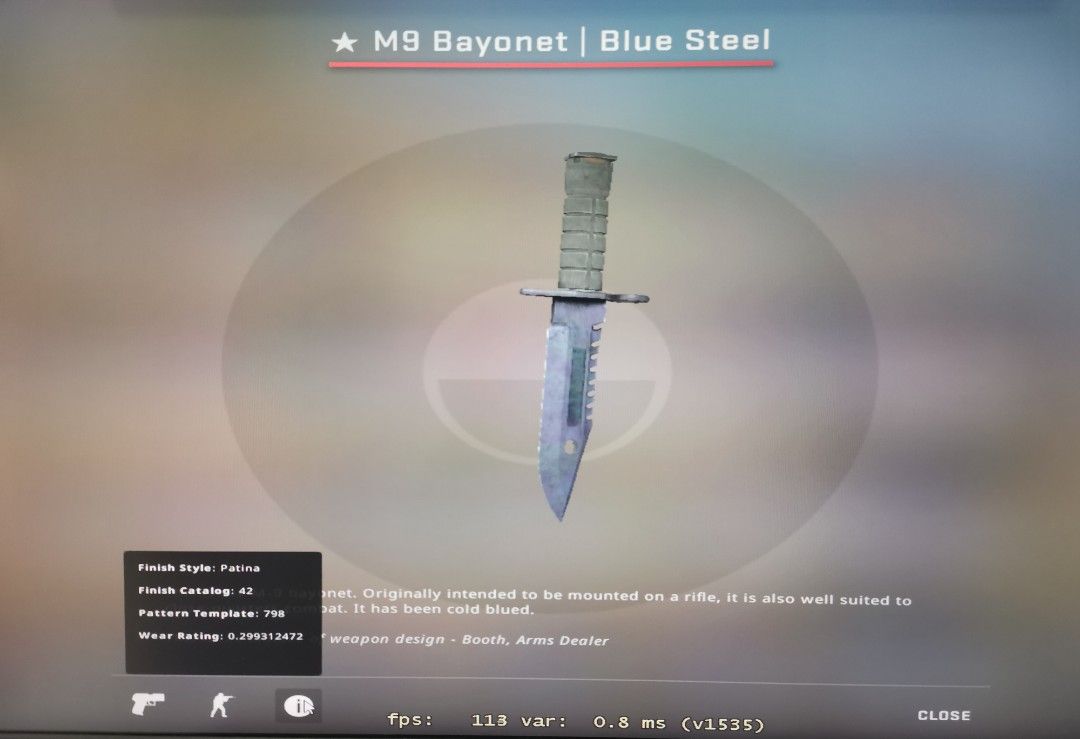 M9 Bayonet blue steel FT csgo knives gloves skins, Video Gaming, Gaming ...