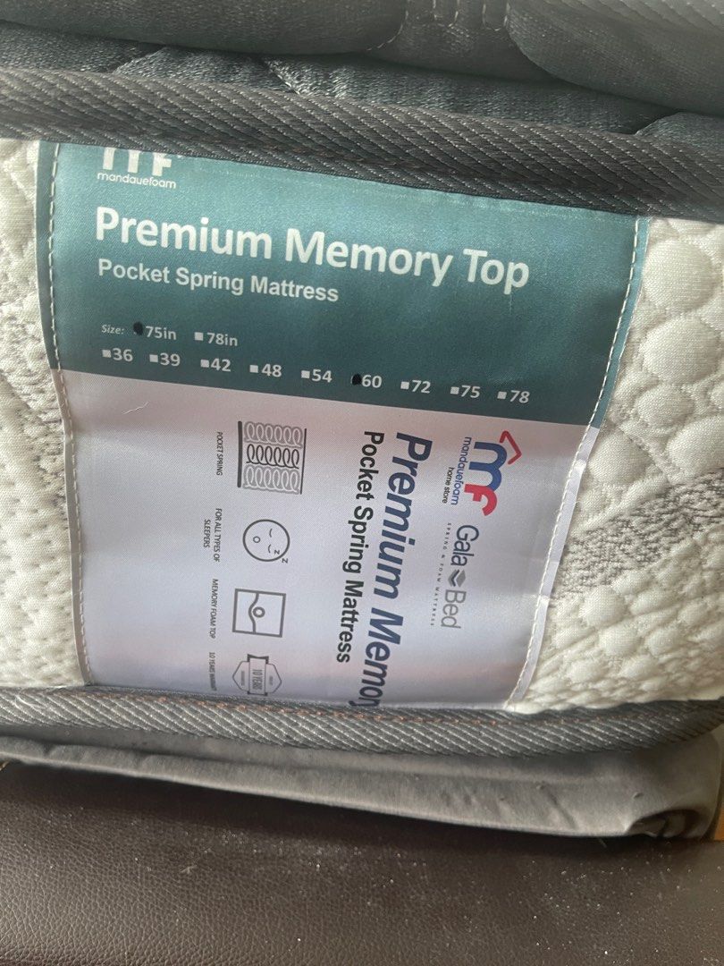 Mandaue Foam Gala Premium Memory Mattress queen, Furniture & Home