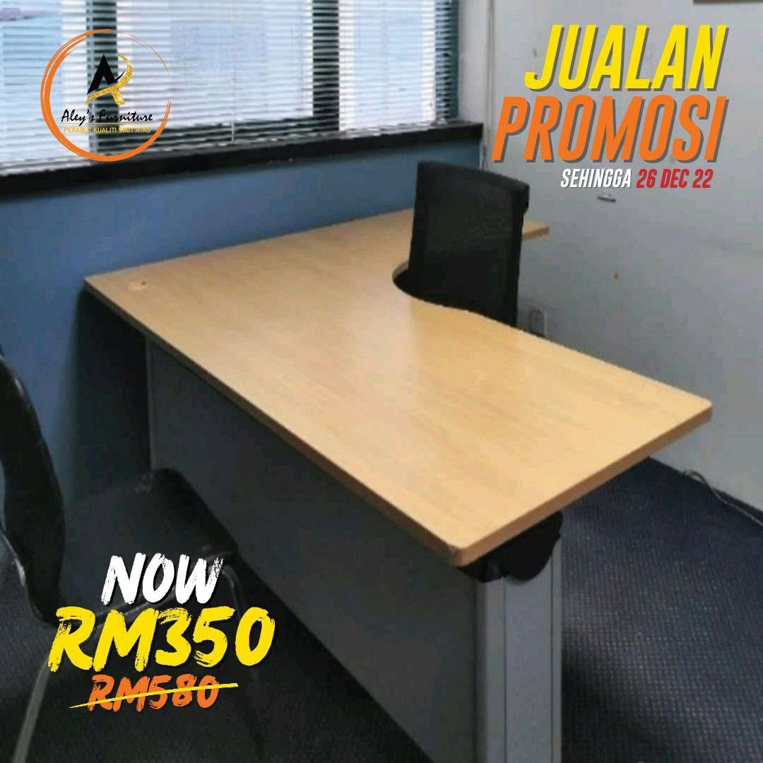 Meja pejabat L Shape Furniture Home Living Furniture Tables