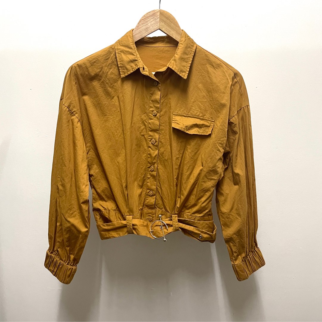 Mustard brown top, Women's Fashion, Tops, Longsleeves on Carousell
