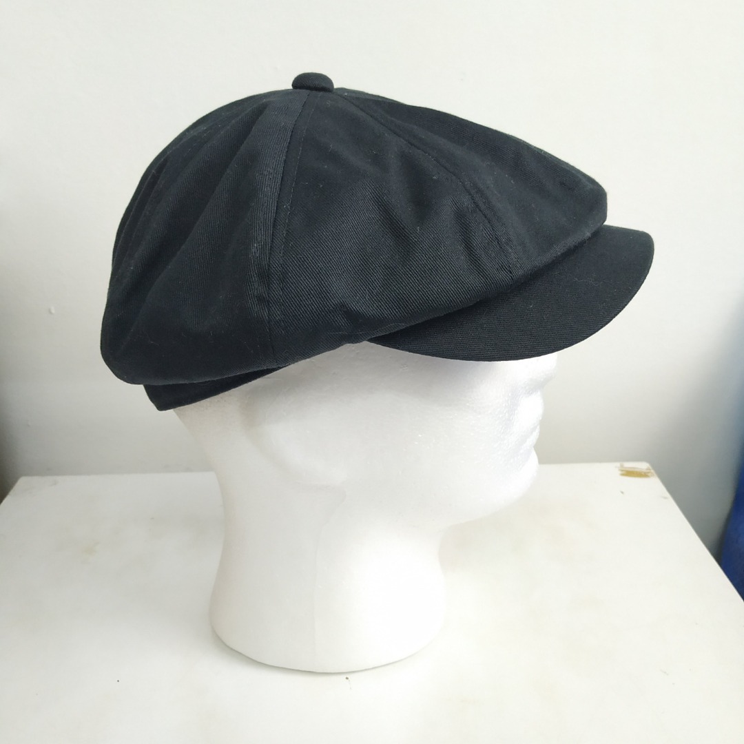 NEWSBOY HAT PAPER BOY OLD SCHOOL CAP 8 PANEL APPLE BLACK VINTAGE HAT ...
