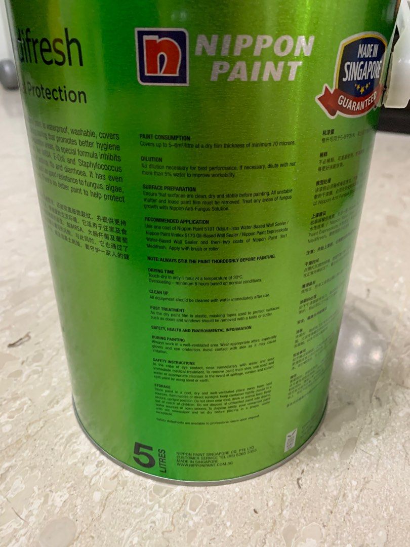 Nippon Paint 3 in 1 Medifresh (apple white ), Furniture & Home Living