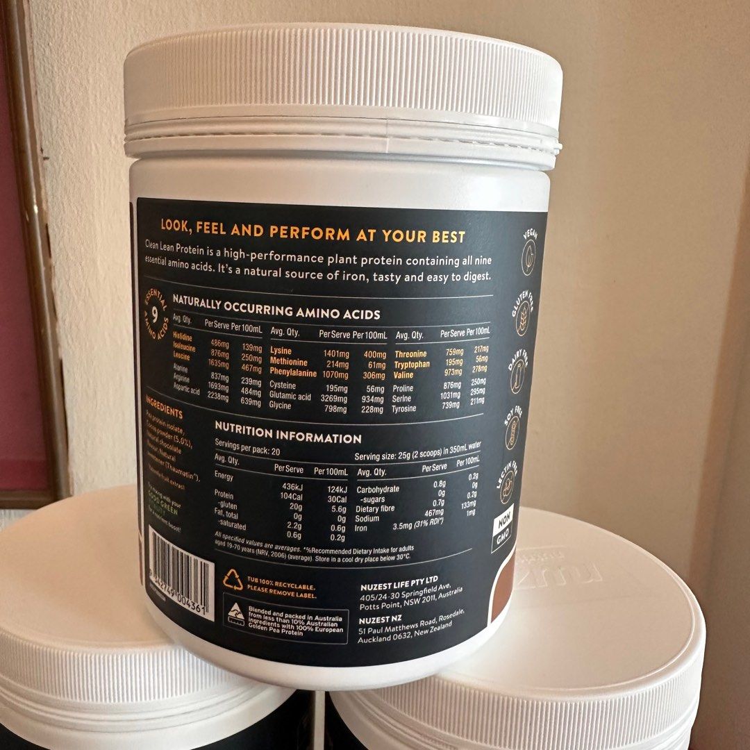 Nuzest pea protein powder rich chocolate real coffee, Health