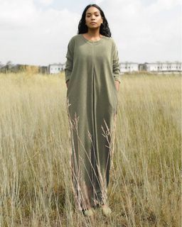 NWT Ironless Comfortwear Fall Dress in Dried Herb - Size S