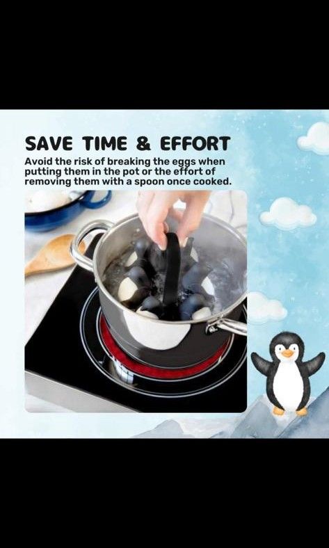 1pc Penguins 3-in-1 Cook, Store And Serve Egg Holder, Penguin