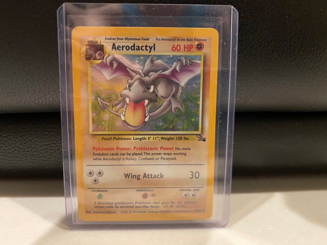 Aerodactyl Holofoil 1/62 Base Fossil Rare Pokemon Card REAL 