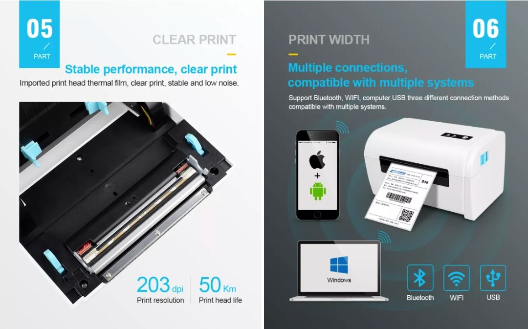 POS9200L110mm paper width Thermal Shipping Label Printer, Computers