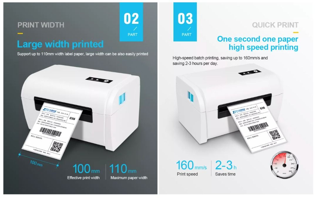 POS9200L110mm paper width Thermal Shipping Label Printer, Computers