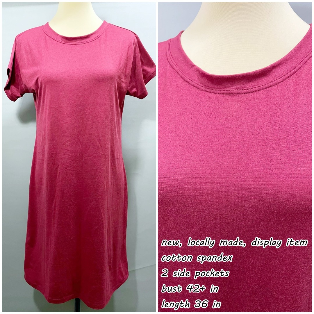 Red T Shirt Dress large to plus size Viva Magenta Pantone 2023
