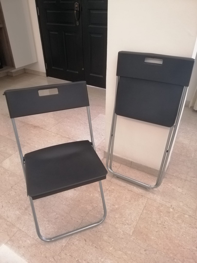 (Set of 9) IKEA black folding chairs, Furniture & Home Living