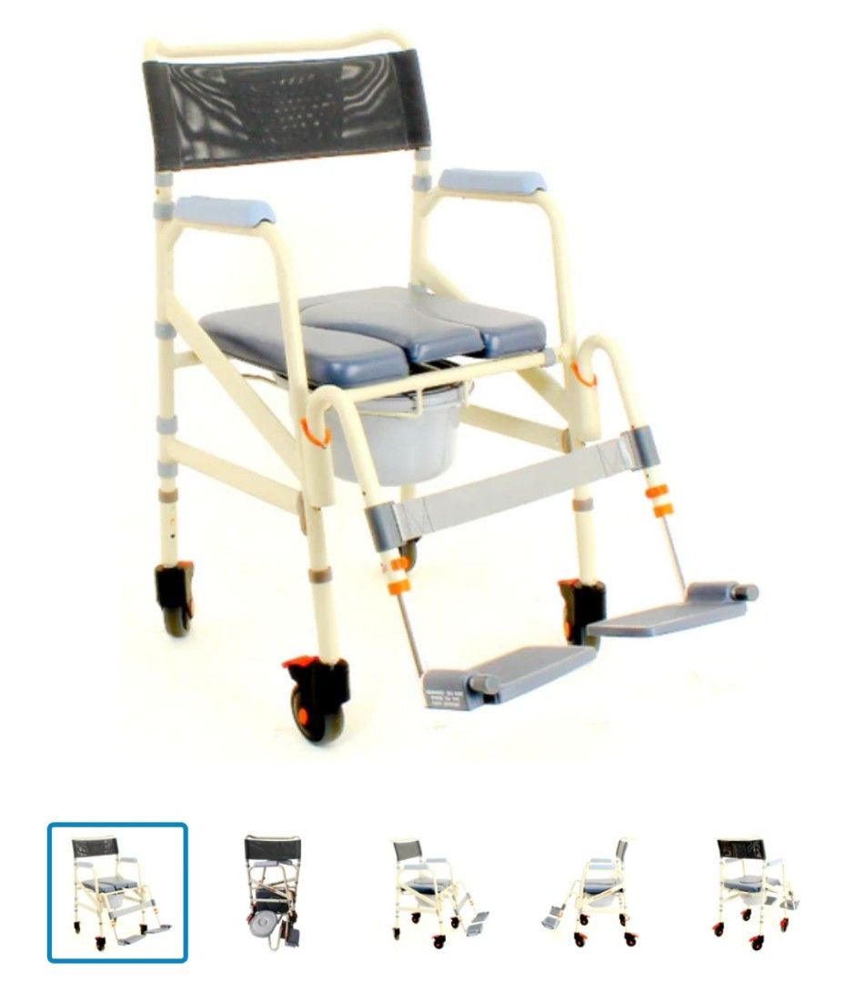 ShowerBuddy Foldable Mobile Shower Commode Chair, Health & Nutrition