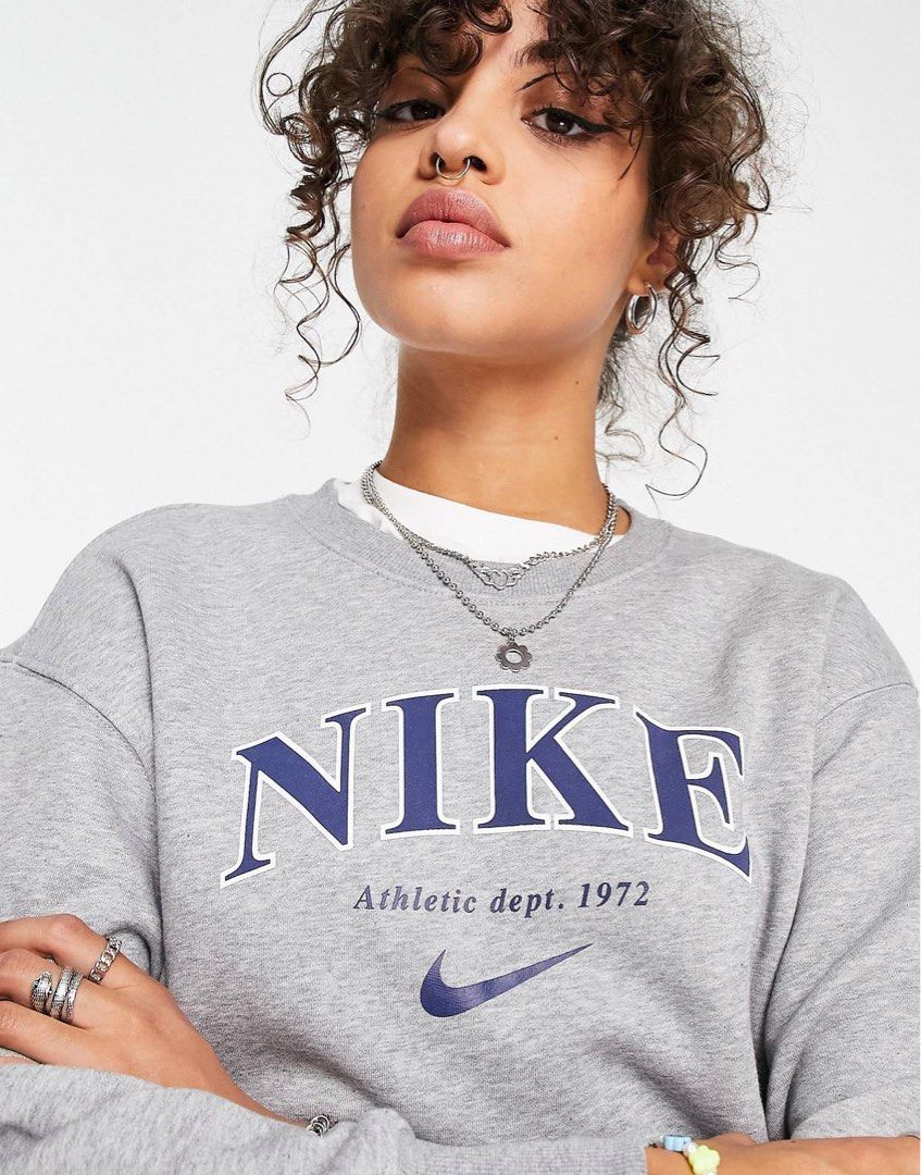 Size XS UK4 6 Nike Unisex Retro Athletics Fleece Crew Sweatshirt
