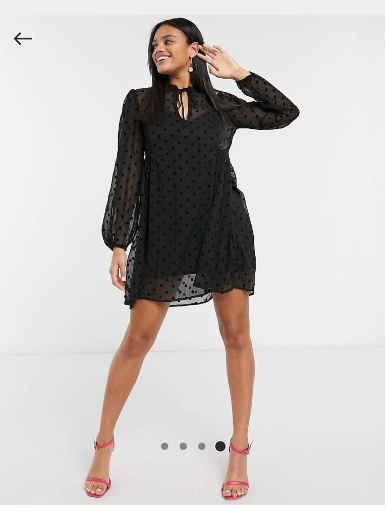 Stradivarius Black Polka Dot Smock Dress Women s Fashion Dresses