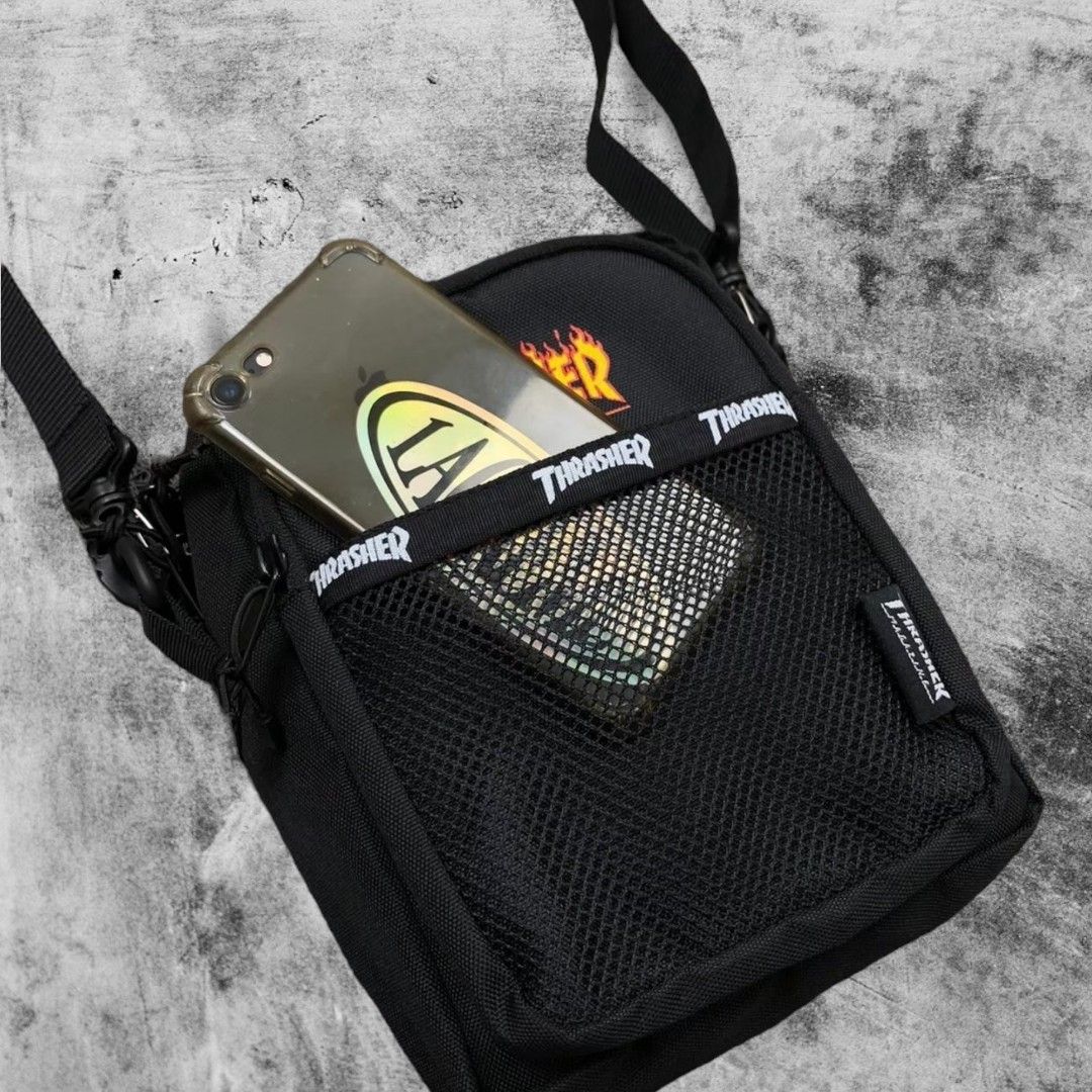 Tas Thrasher Magazine Sling Bag Hitam, Fesyen Pria, Tas Dompet