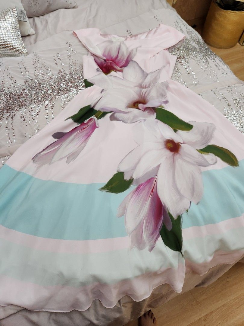 TED BAKER BROMLIE PROM DRESS IN PINK MAGNOLIA