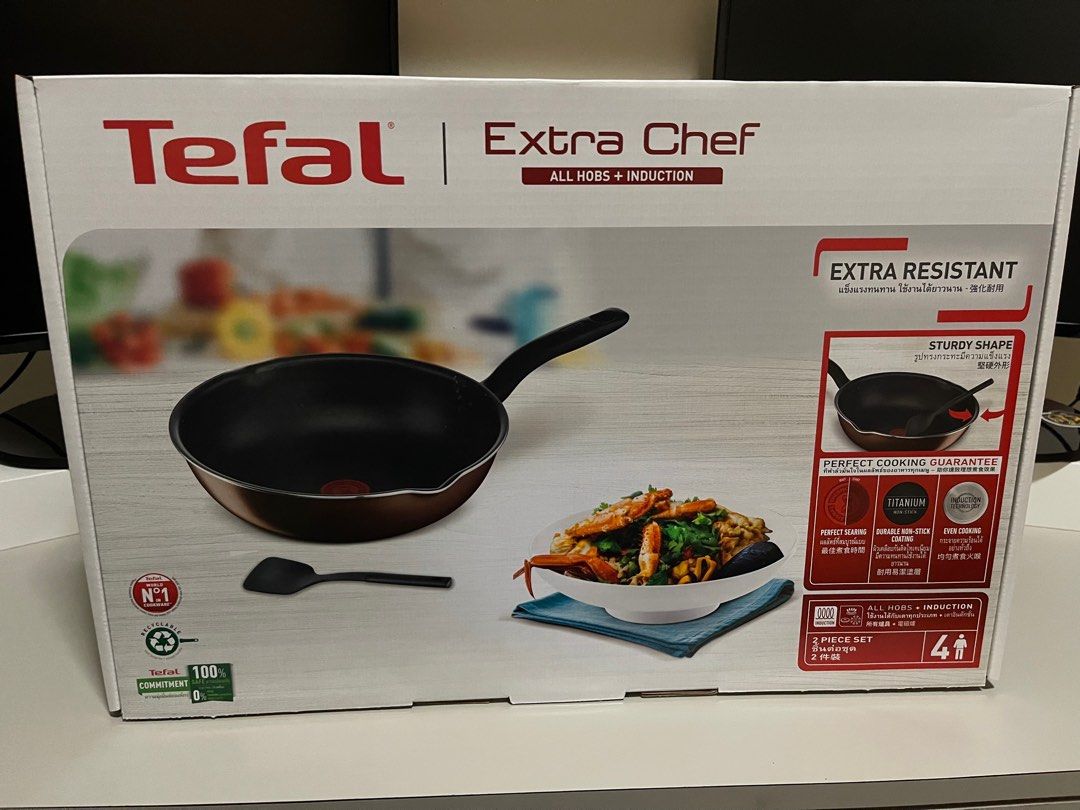 Tefal Extra Chef 2pc Set (Deep Frypan 28cm + Spatula), Furniture & Home ...