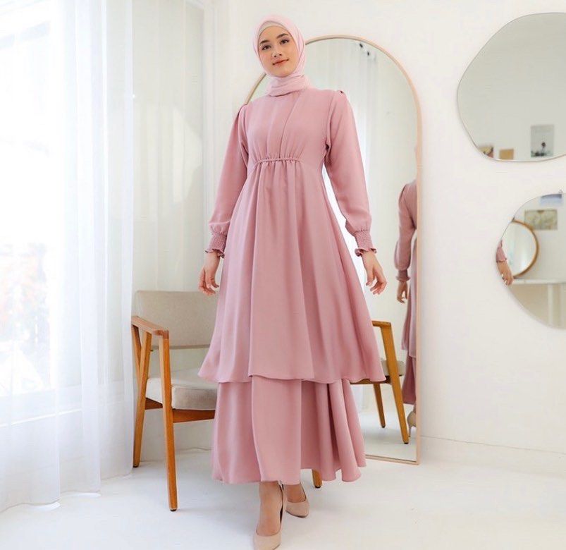 Terasbajukita Dusty Pink Dress, Fesyen Wanita, Muslim Fashion, Gaun di