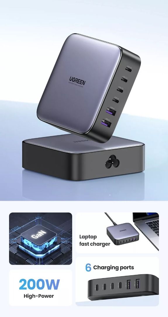 UGREEN 200W GaN 6-Port Fast Charger (UK Plug), Computers & Tech, Parts ...