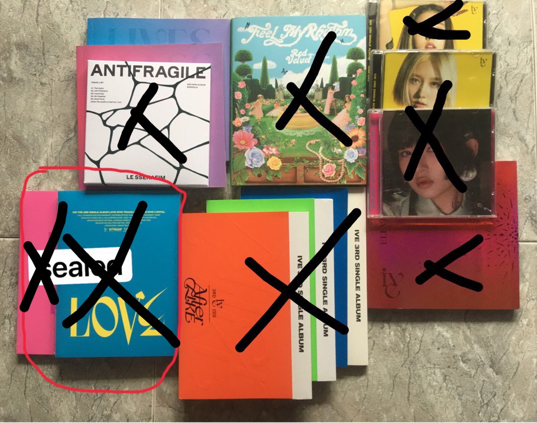 Unsealed sealed albums wts LFB jewel case rei wonyoung gaeul love dive lesserafim anitifragile