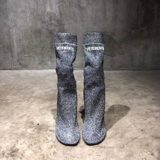 Vetements Lighter Heel Glittery reflective Sock boots