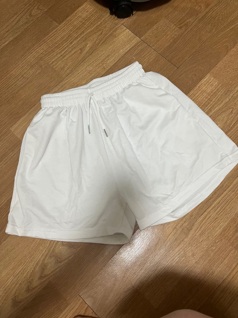 White Jogger Shorts Women s Fashion Bottoms Shorts on Carousell